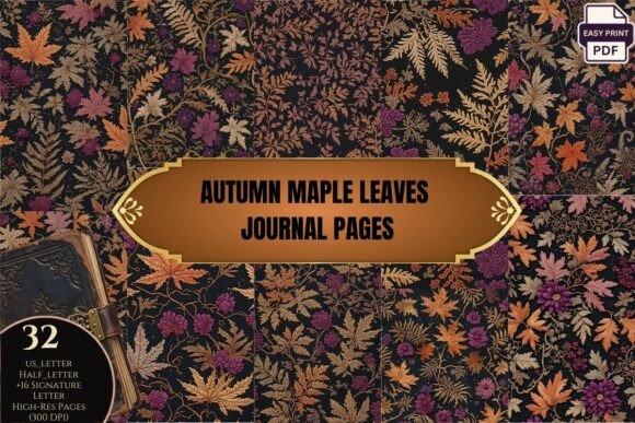 Autumn Maple Leaves Journal Pages