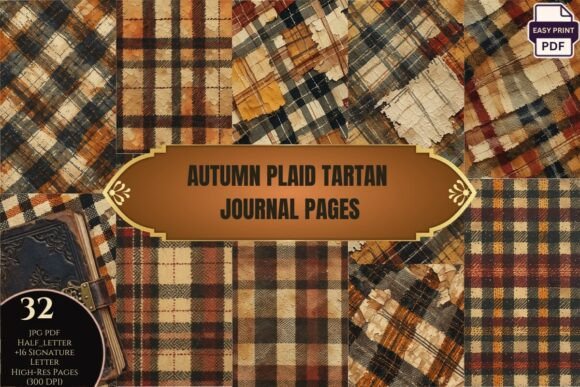 Autumn Plaid Tartan Journal Pages