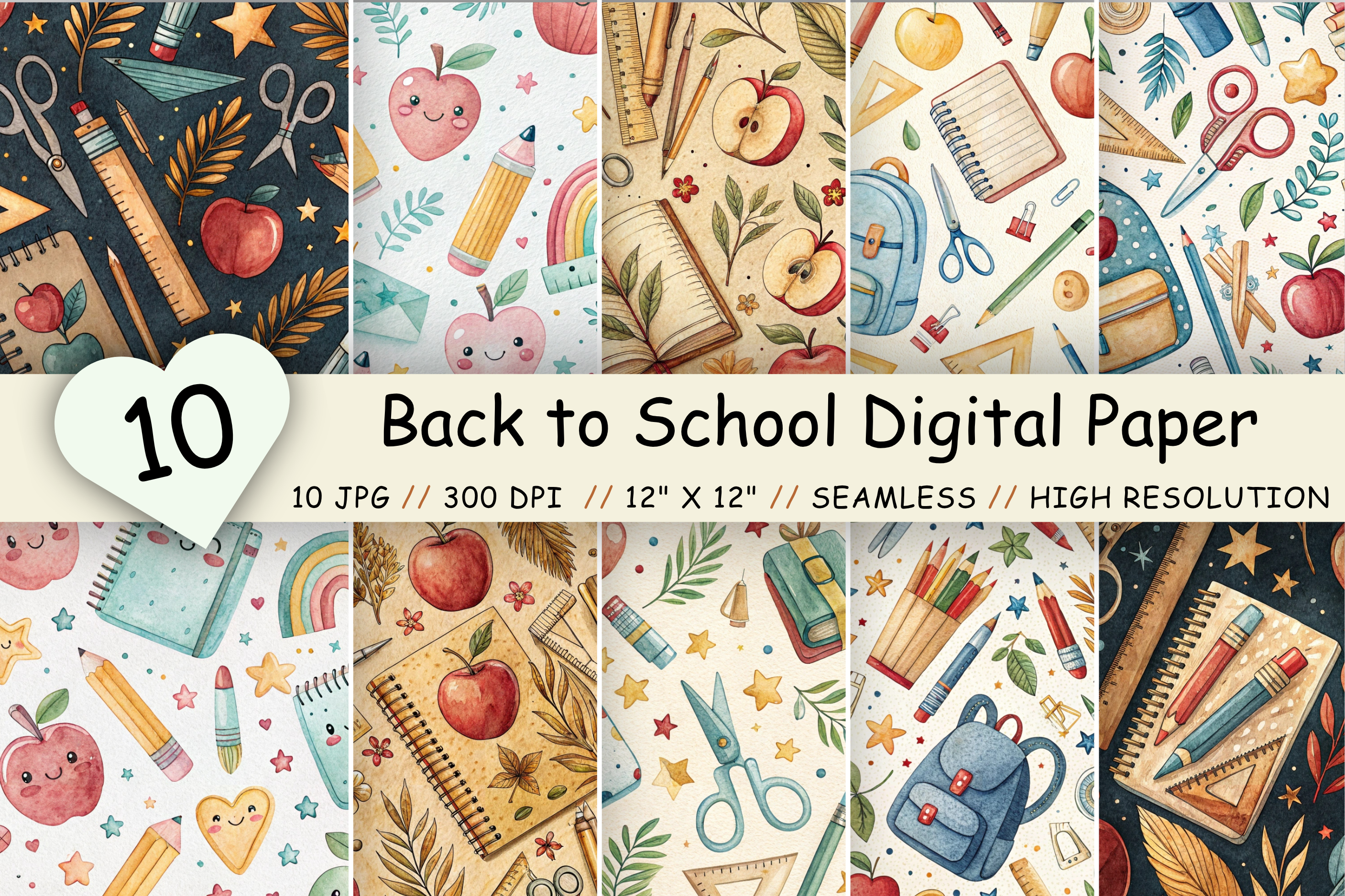 Back to School Digital Paper Pack