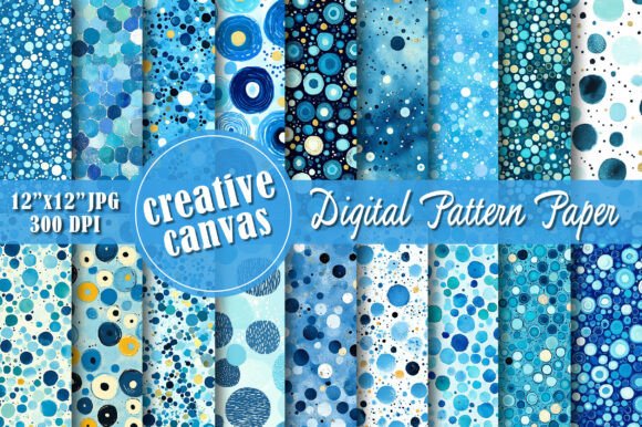 Blue Abstract Circle Digital Paper