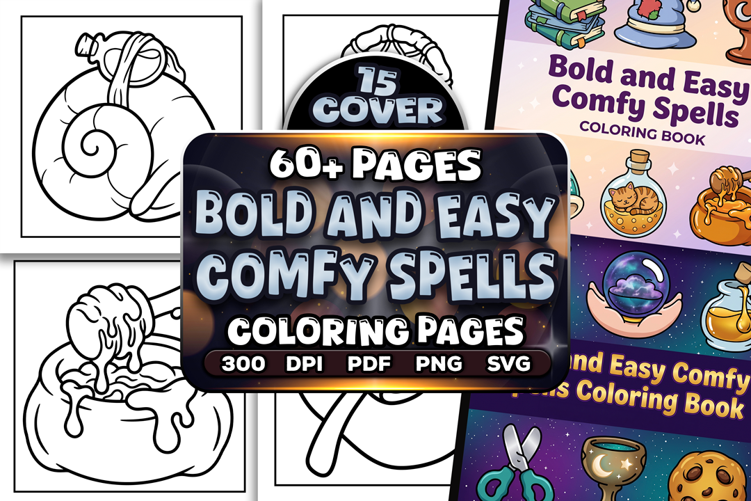 Bold Easy Comfy Spells Coloring Pages