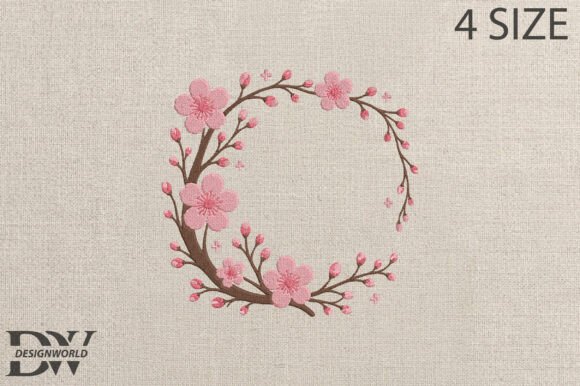 Cherry Blossom Wreath Embroidery Design