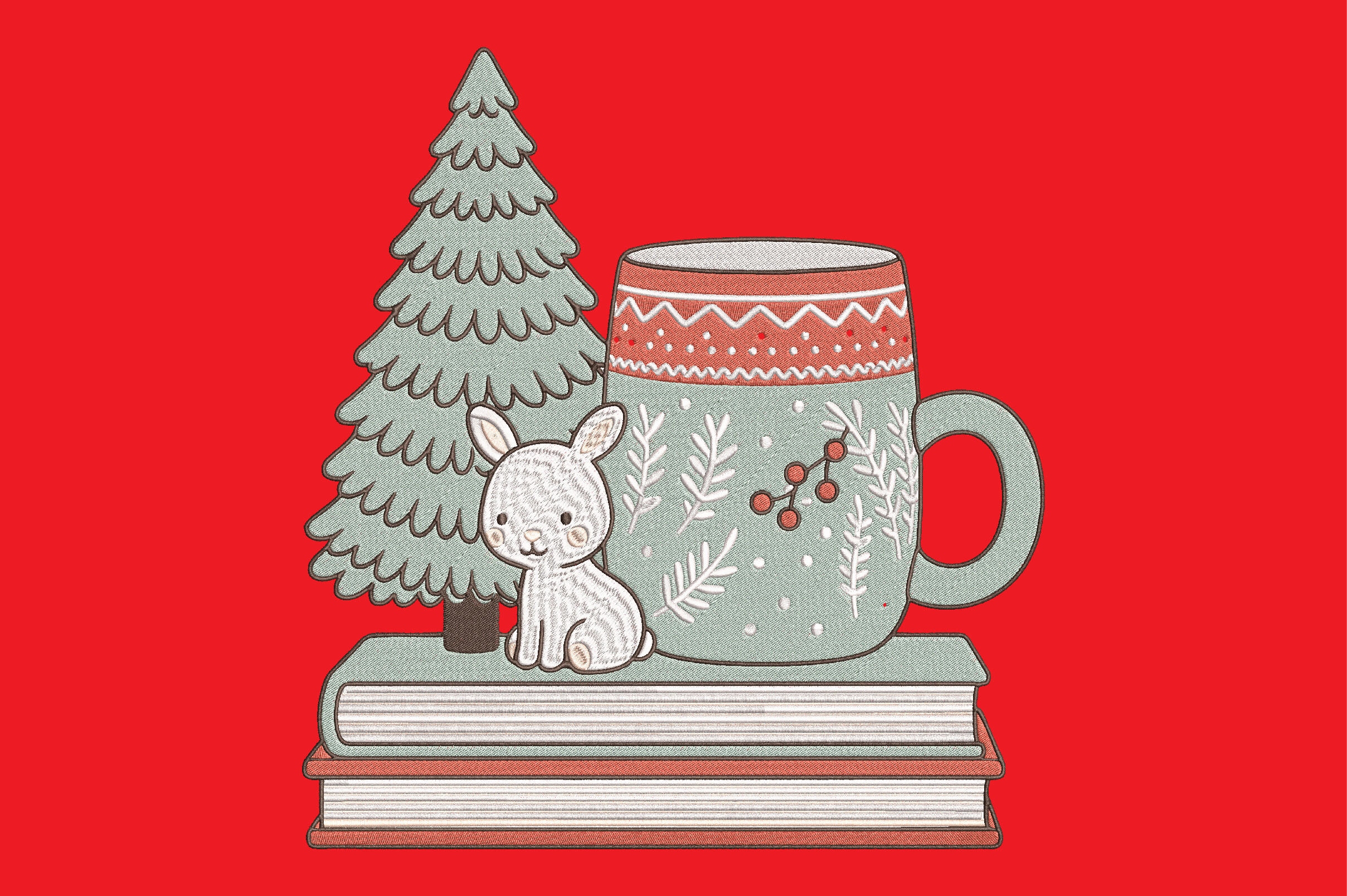 Christmas Bunny Mug Embroidery Design - photo 2