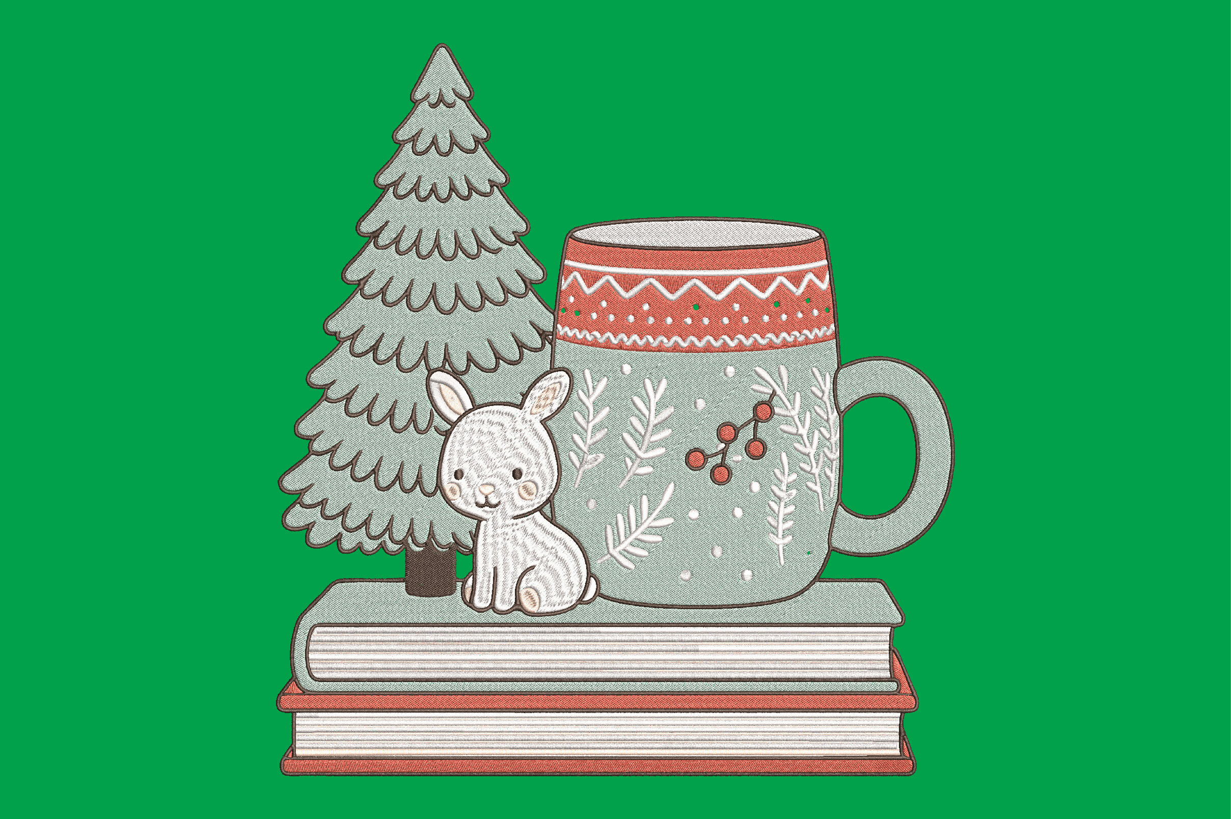 Christmas Bunny Mug Embroidery Design - photo 3