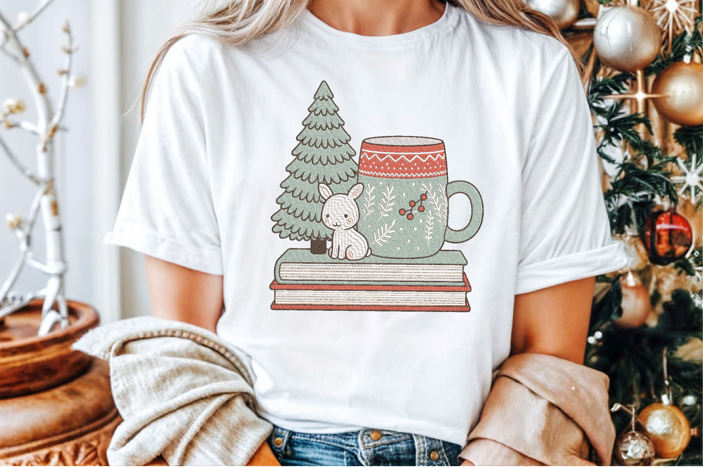 Christmas Bunny Mug Embroidery Design - photo 4