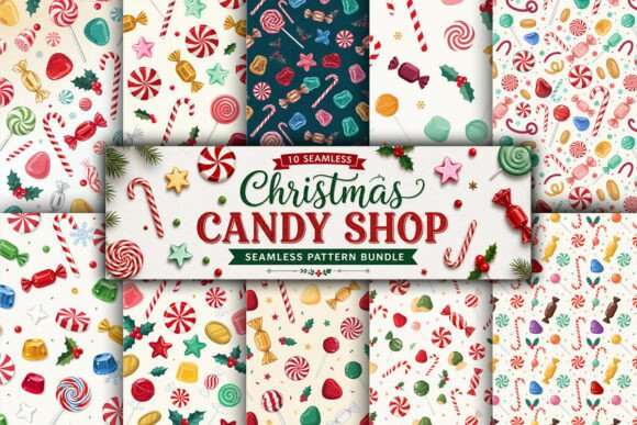 Christmas Candy Shop Seamless Pattern