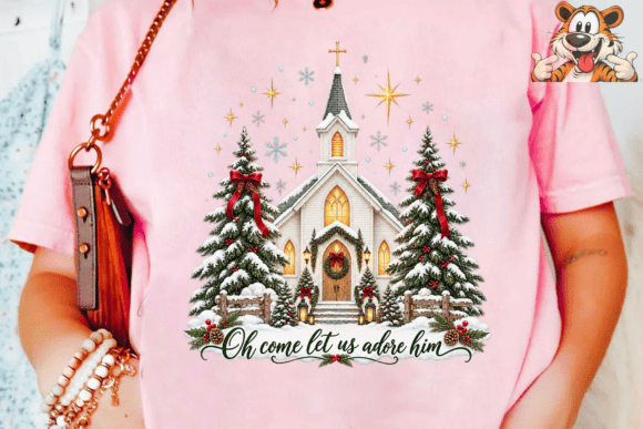 Christmas Church Oh Come Adore Him PNG