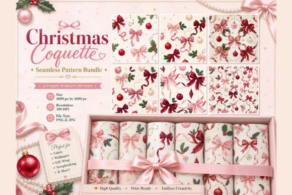 Christmas Coquette Seamless Pattern Set