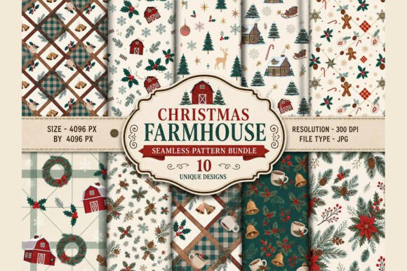 Christmas Farmhouse Seamless Pattern