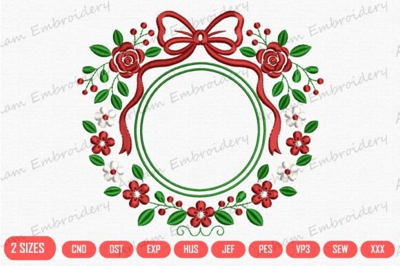Christmas Floral Bow Wreath