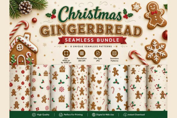 Christmas Gingerbread Seamless Bundle