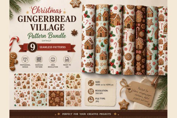 Christmas Gingerbread Village Pattern