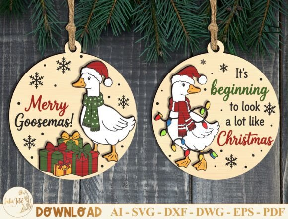 Christmas Goose Ornament Svg Laser Cutting