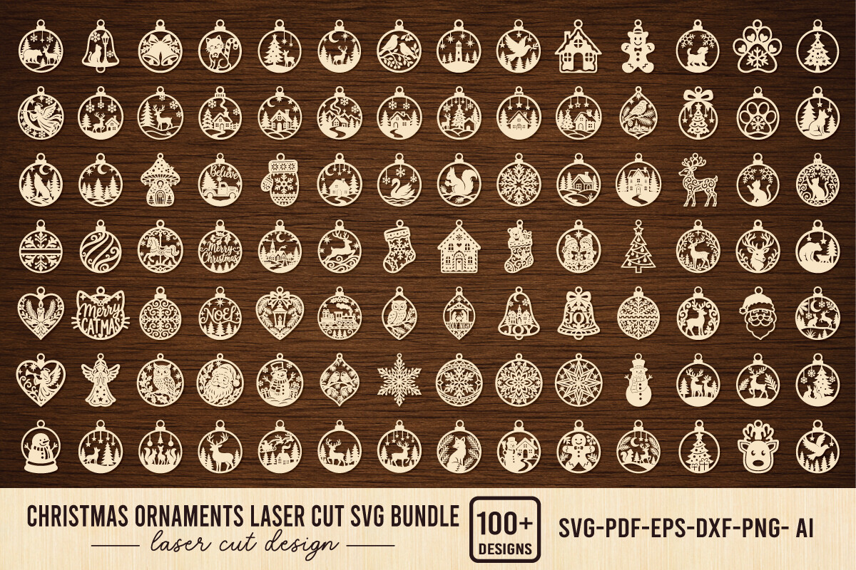 Christmas Ornaments Laser Cut SVG Bundle