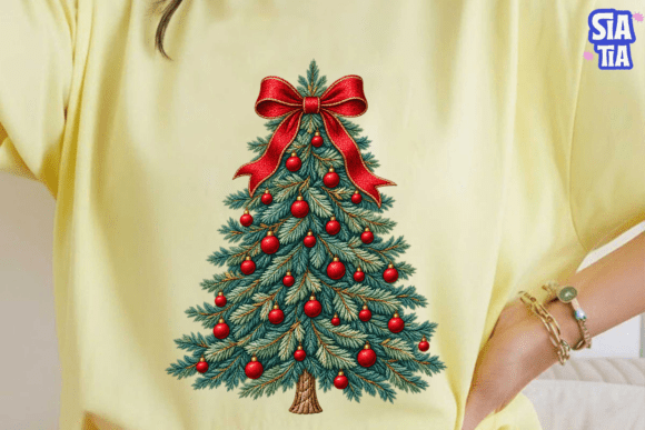 Christmas Tree Embroidery PNG Shirt