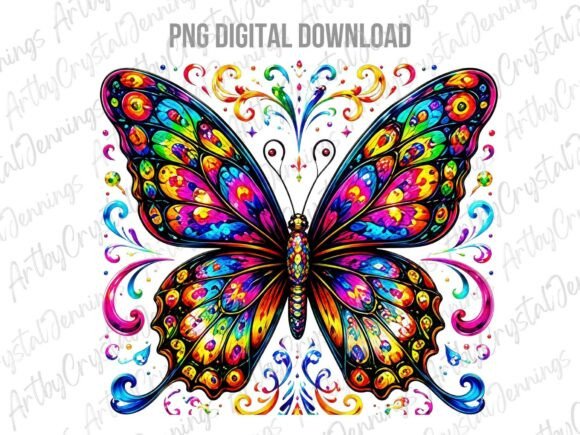 Colorful Rainbow Butterfly Clipart PNG