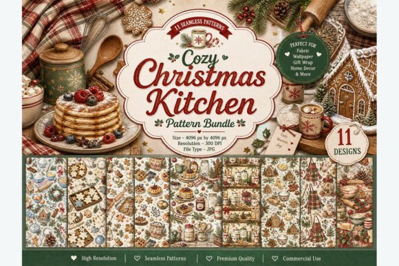 Cozy Christmas Kitchen Pattern Bundle