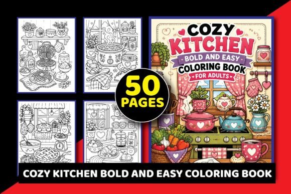 Cozy Kitchen Coloring Book for Adults