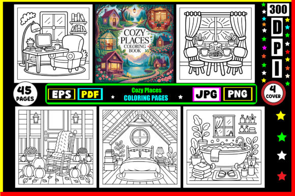 Cozy Places Coloring Pages for Adults