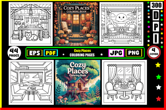 Cozy Places Coloring Pages for Adults