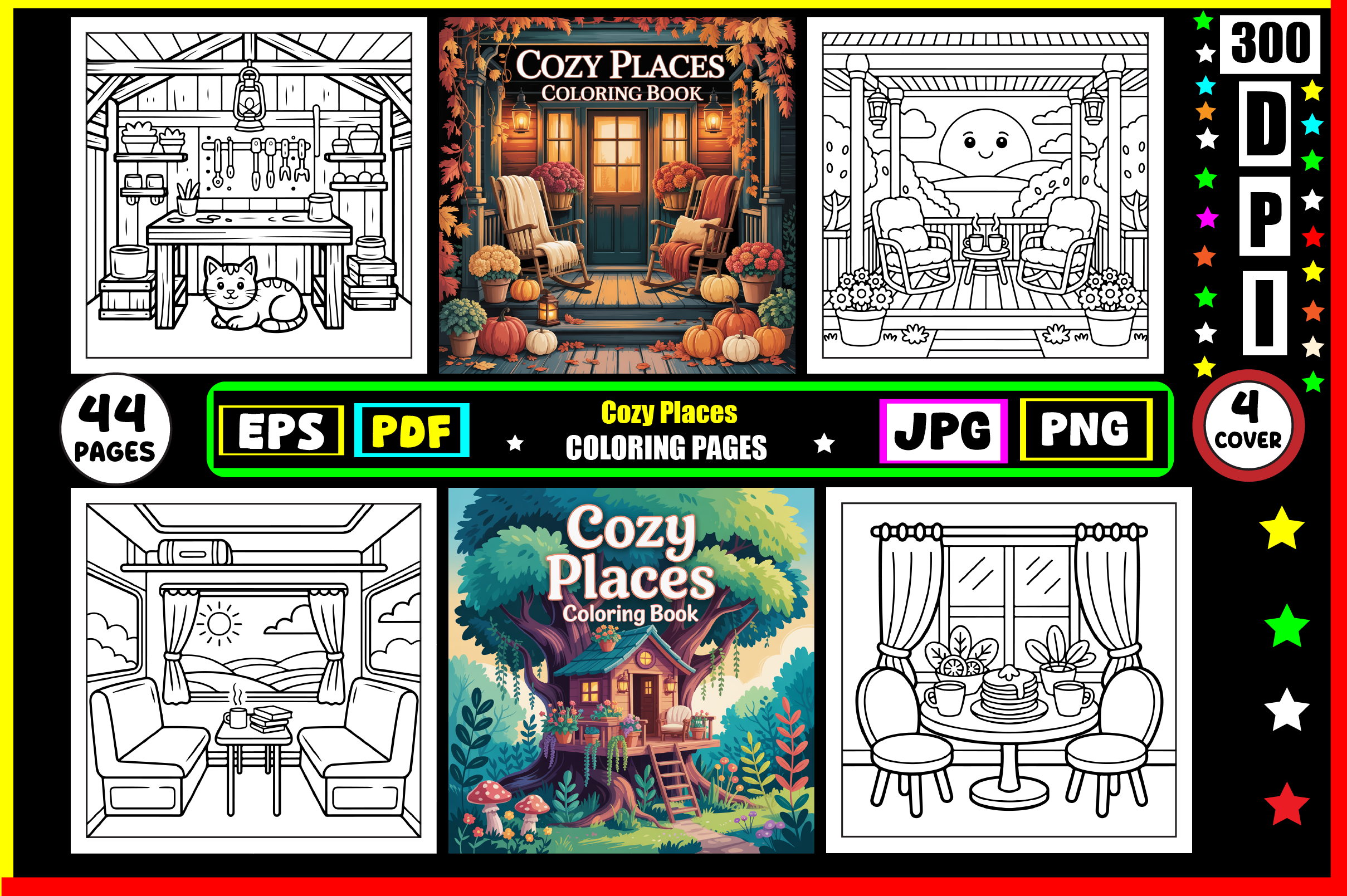 Cozy Places Coloring Pages for Adults