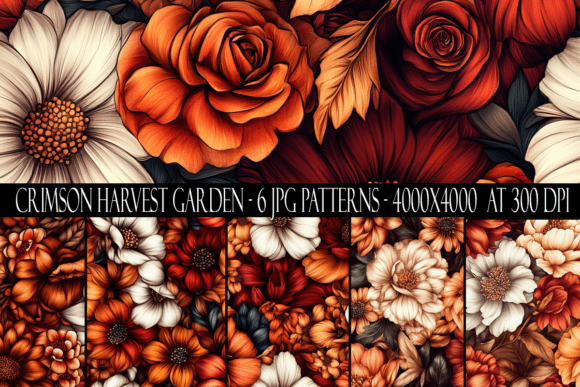 Crimson Harvest Garden Seamless Patterns