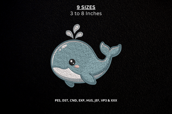 Cute Baby Whale Machine Embroidery DST