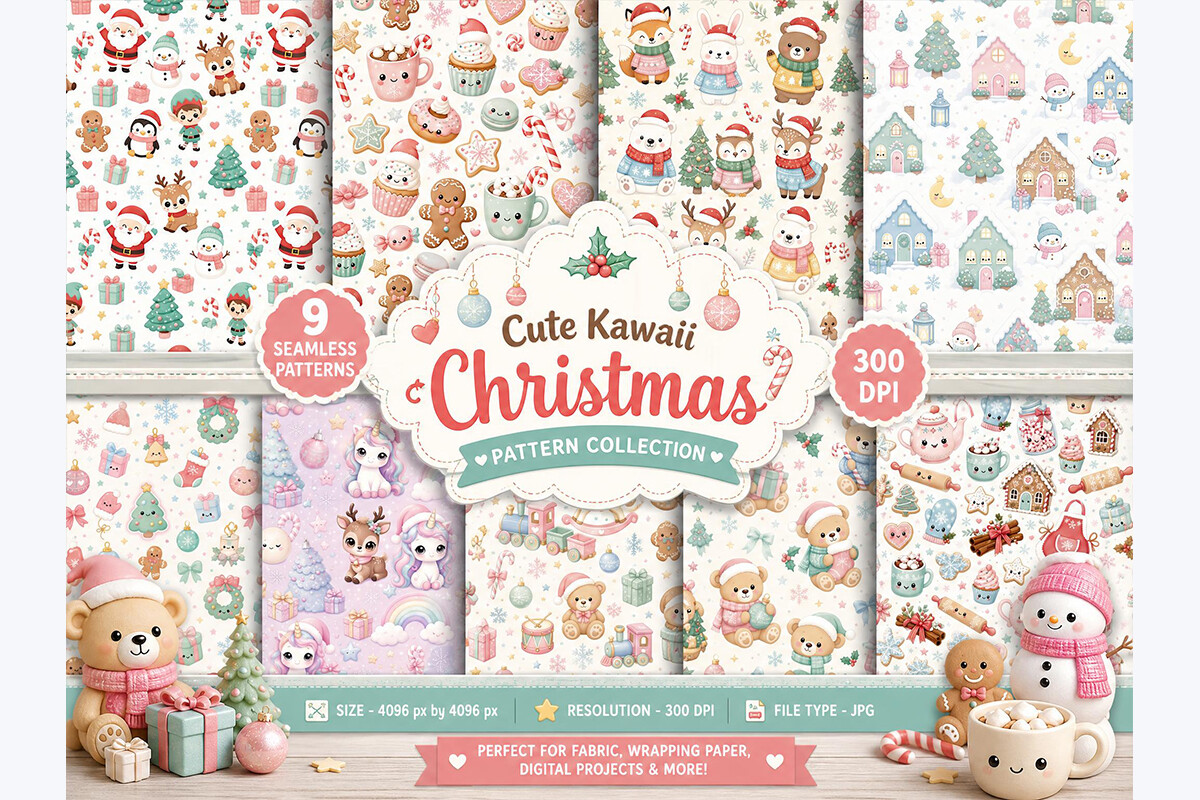 Cute Kawaii Christmas Pattern Collection