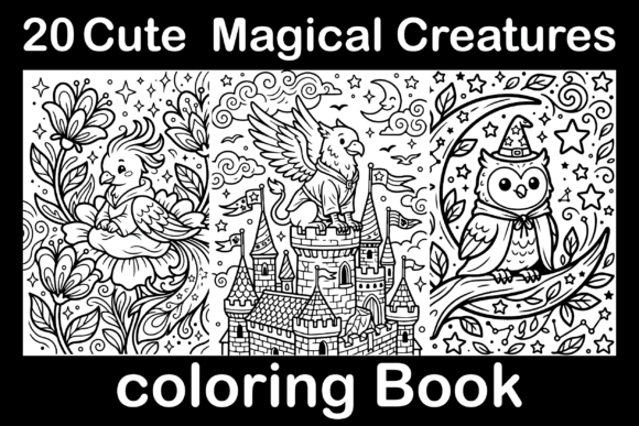 Cute Magical Creatures Coloring Book