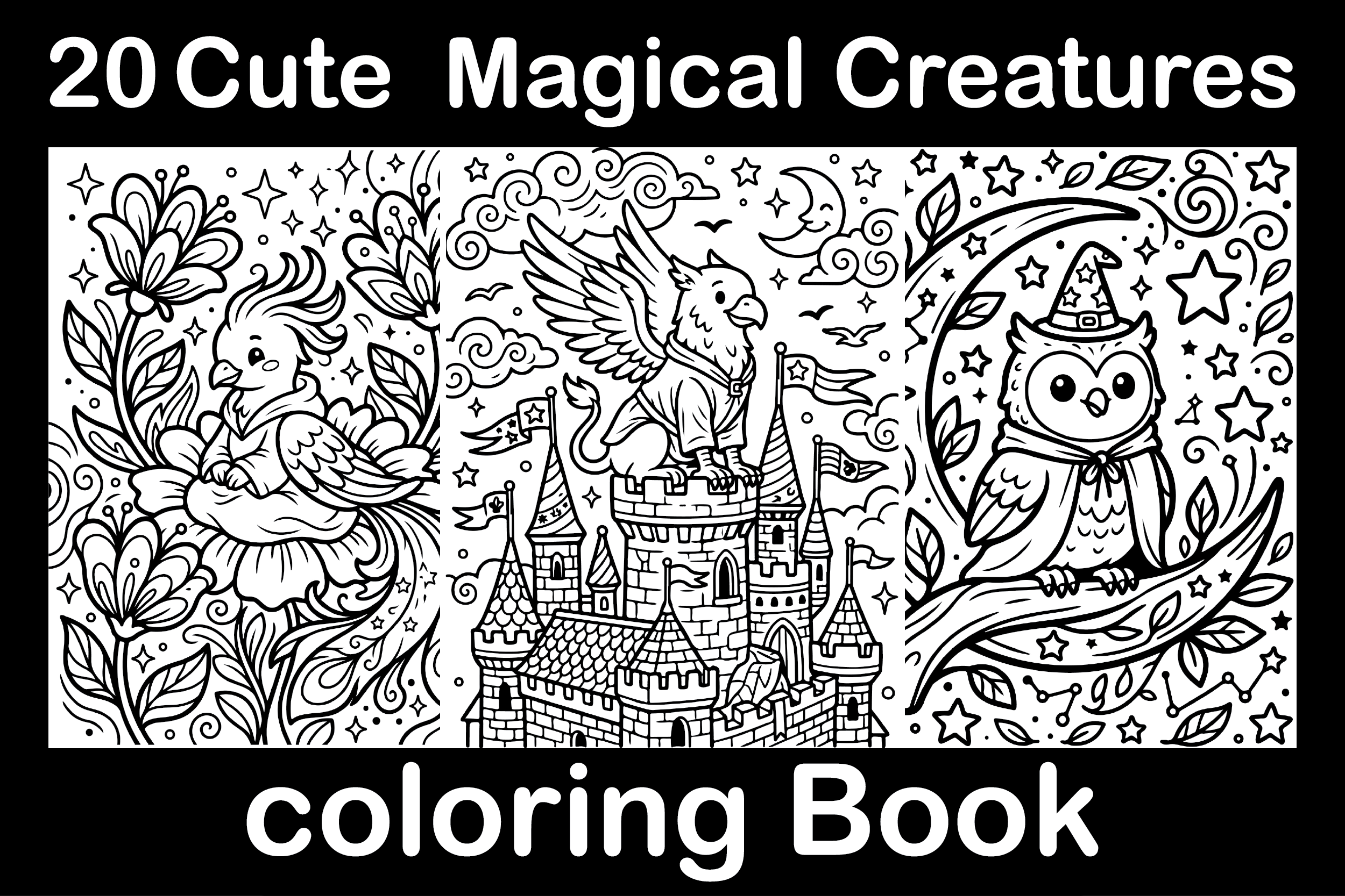 Cute Magical Creatures Coloring Book