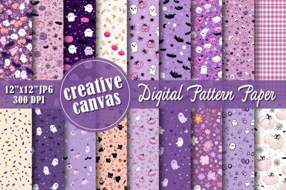 Cute Pink Halloween Digital Paper Bundle