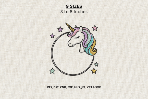 Cute Unicorn Machine Embroidery Design