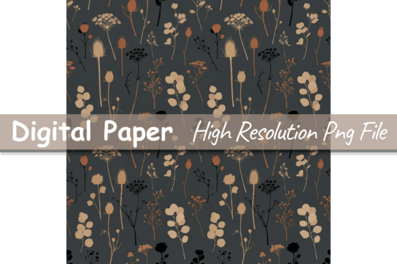 Dark Autumn Botanical Digital Paper,Patt