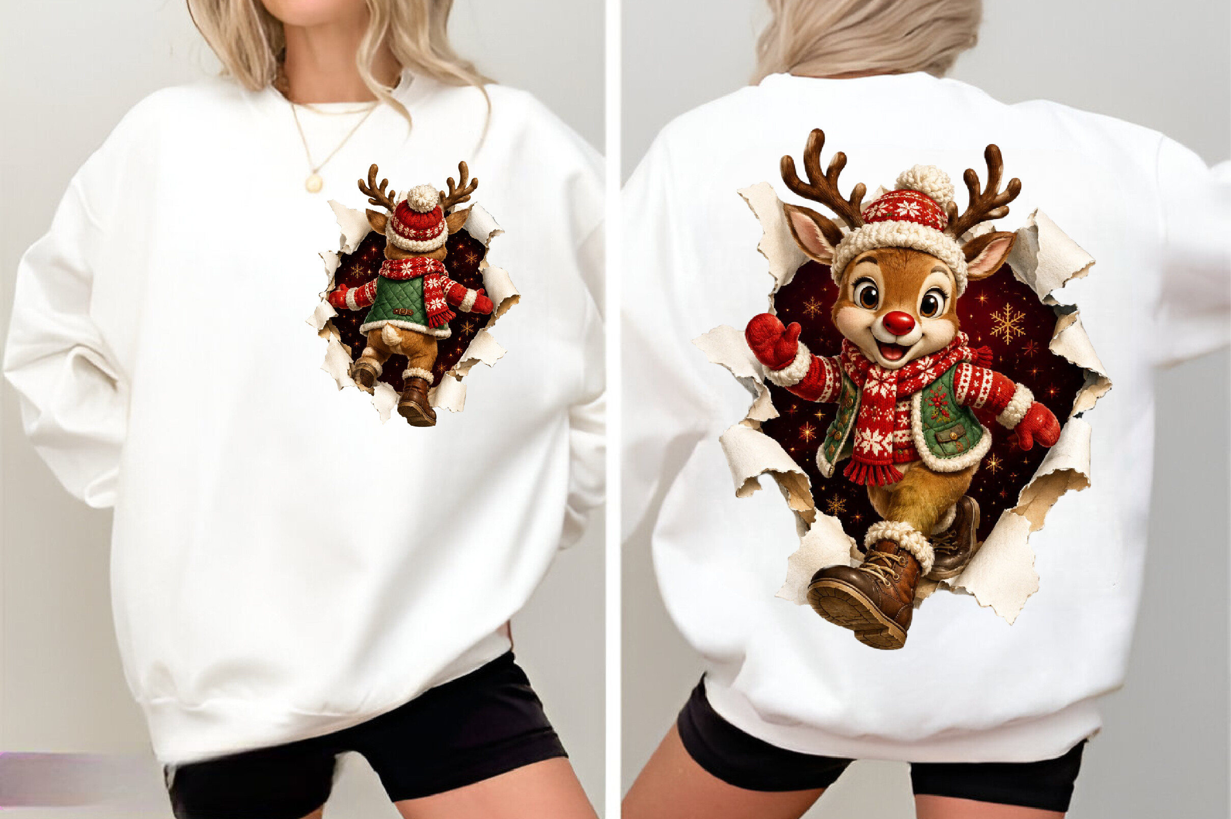 Deer Front & Back Christmas PNG