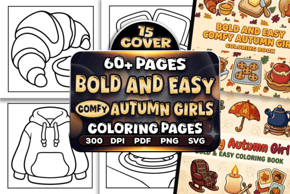 Easy Comfy Autumn Girl Coloring Pages