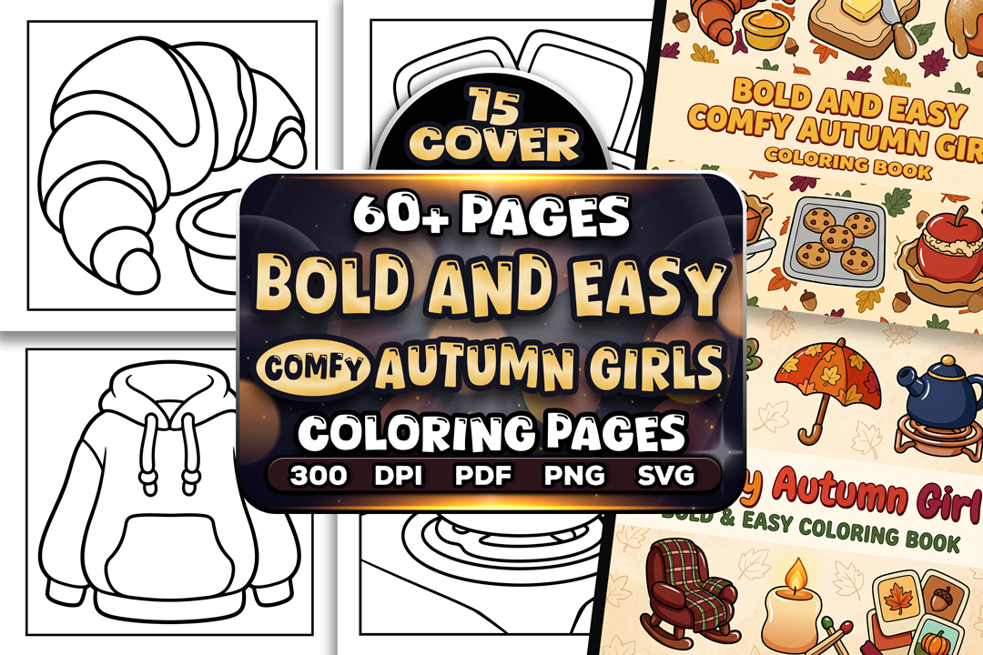 Easy Comfy Autumn Girl Coloring Pages