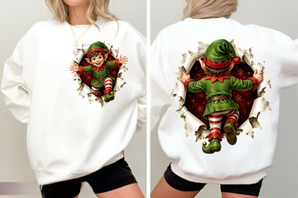 Elf Front & Back Christmas PNG