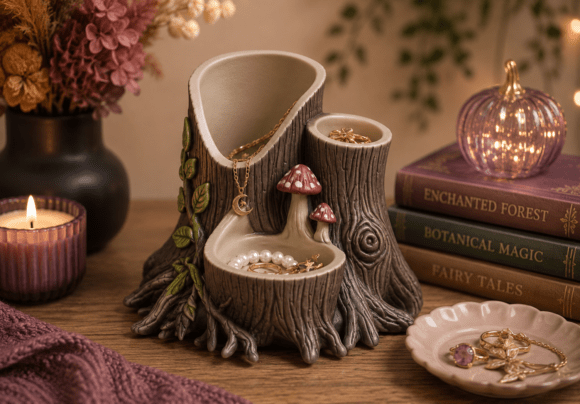 Enchanted Forest Root Organizer STL - 3D Printable Tree Stump Jewelry & Trinket Holder - Image 1
