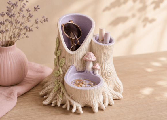 Enchanted Forest Root Organizer STL - 3D Printable Tree Stump Jewelry & Trinket Holder - Image 3