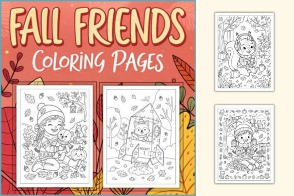 Fall Friends Coloring Pages for Kids