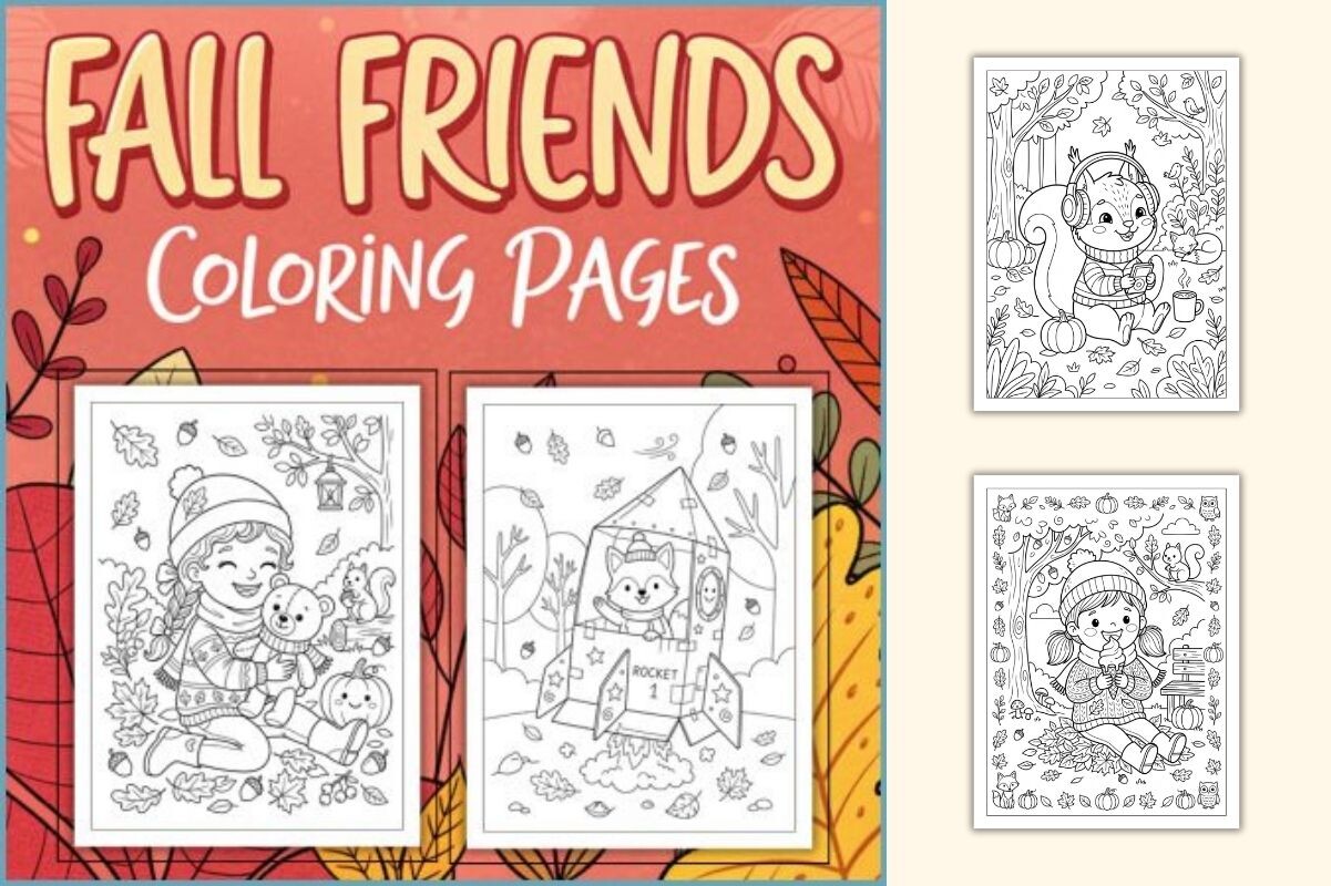 Fall Friends Coloring Pages for Kids