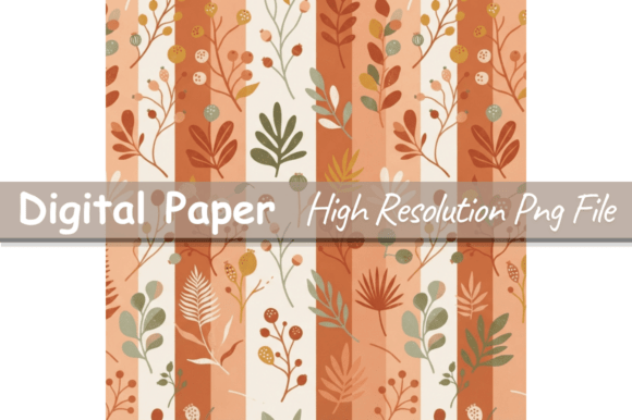 Floral & Botanical Stripe Digital Paper,