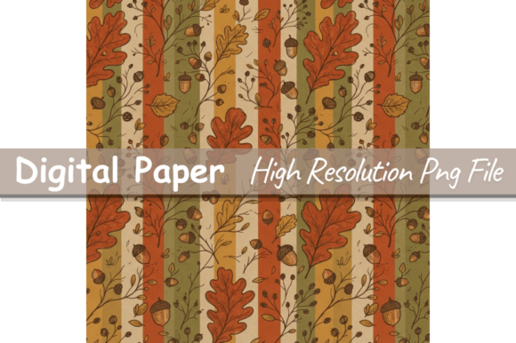 Floral & Botanical Stripe Digital Paper,