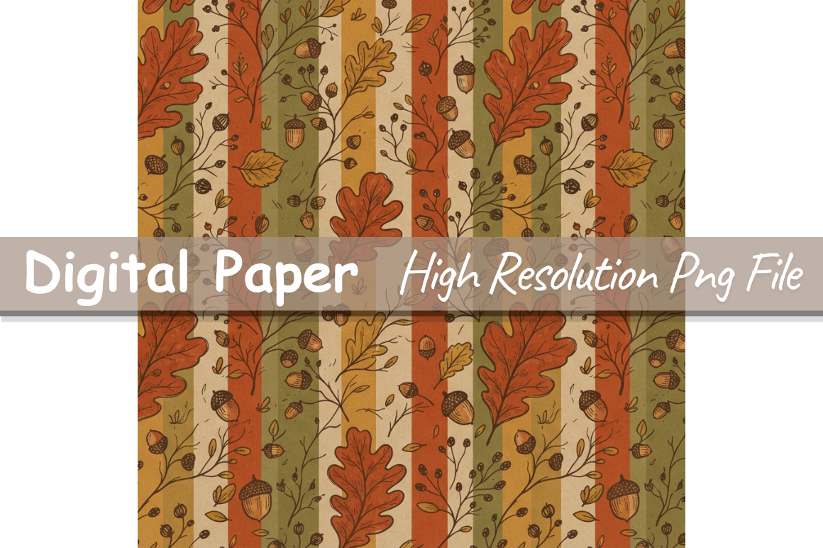 Floral & Botanical Stripe Digital Paper,