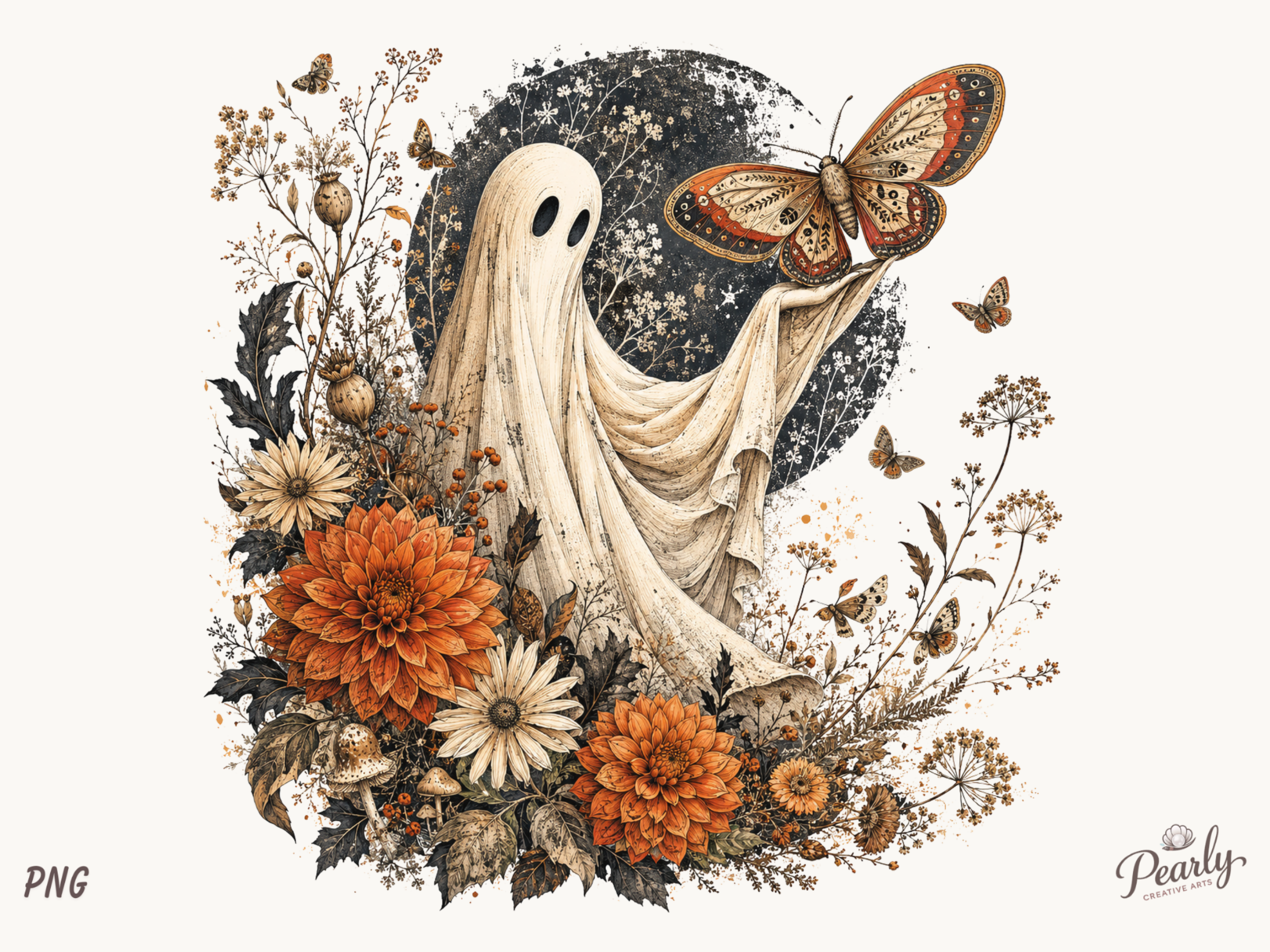 Ghost Butterfly Halloween PNG