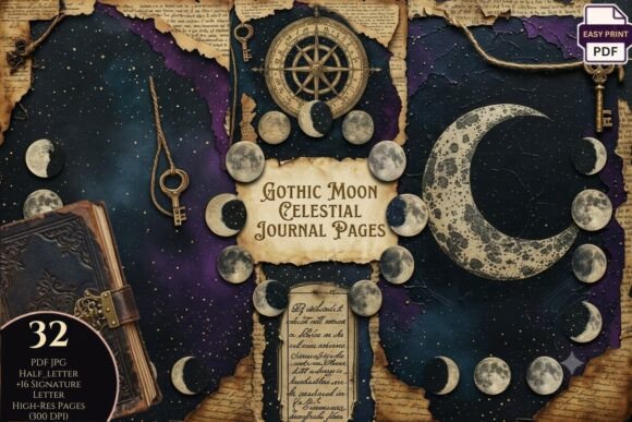 Gothic Moon Celestial Journal Pages