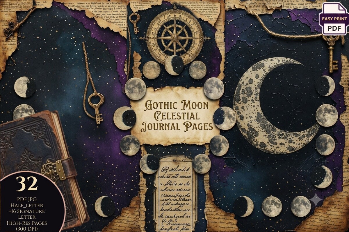 Gothic Moon Celestial Journal Pages
