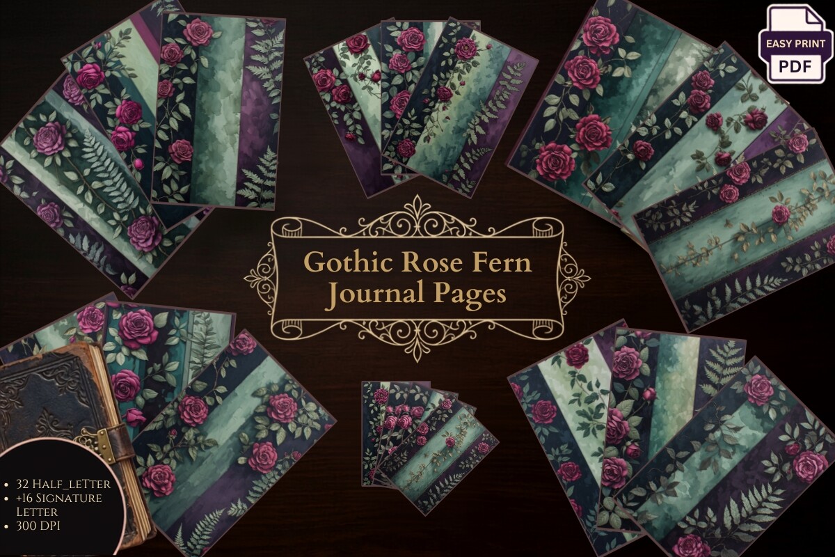 Gothic Rose Fern Journal Pages