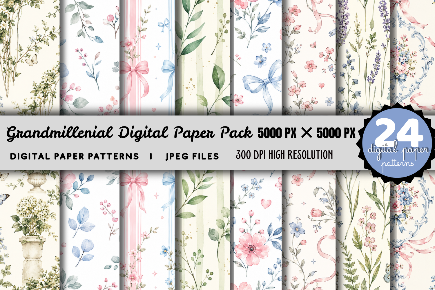 Grandmillennial Floral Paper Pack Design