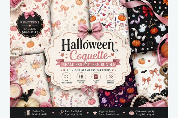 Halloween Coquette Seamless Pattern Bund